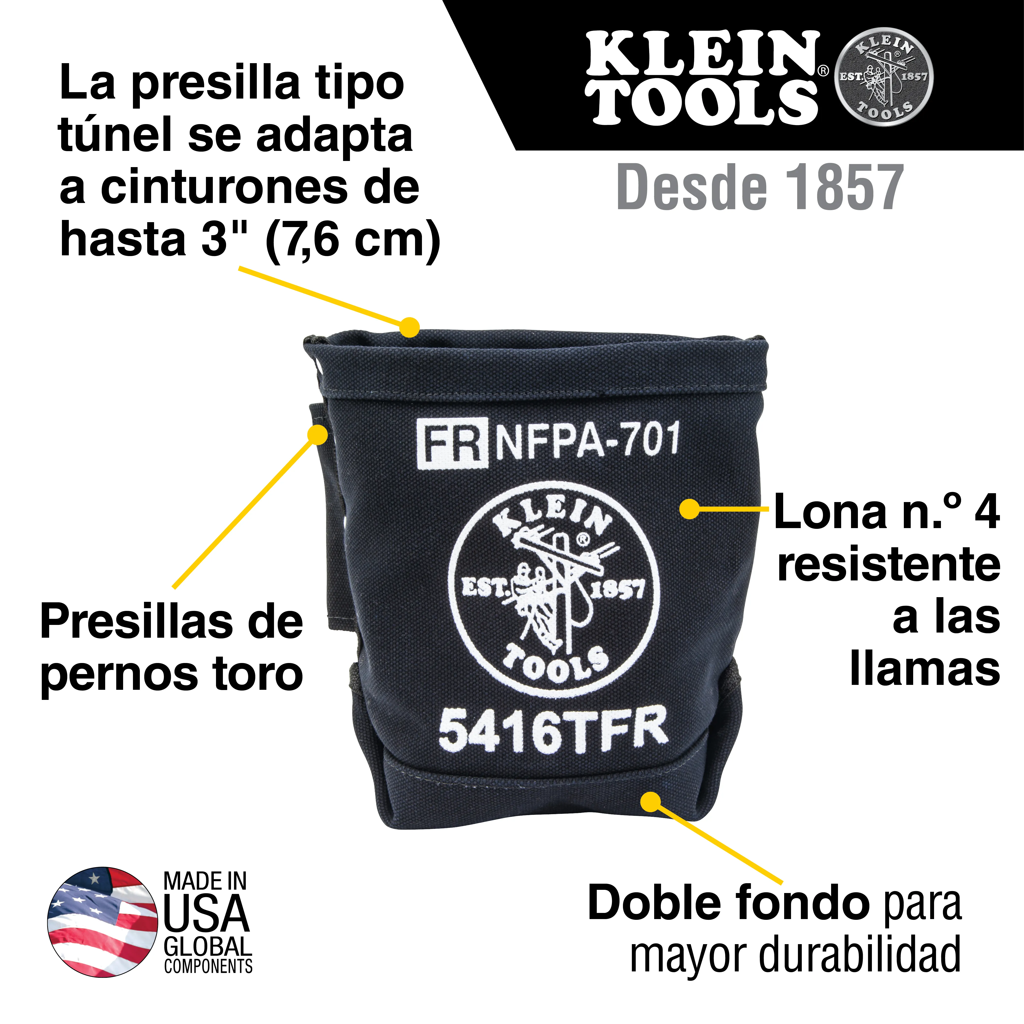 Bolsa de lona n.º 4 ignífuga de 12,7 × 25,4 × 22,9 cm para pernos
